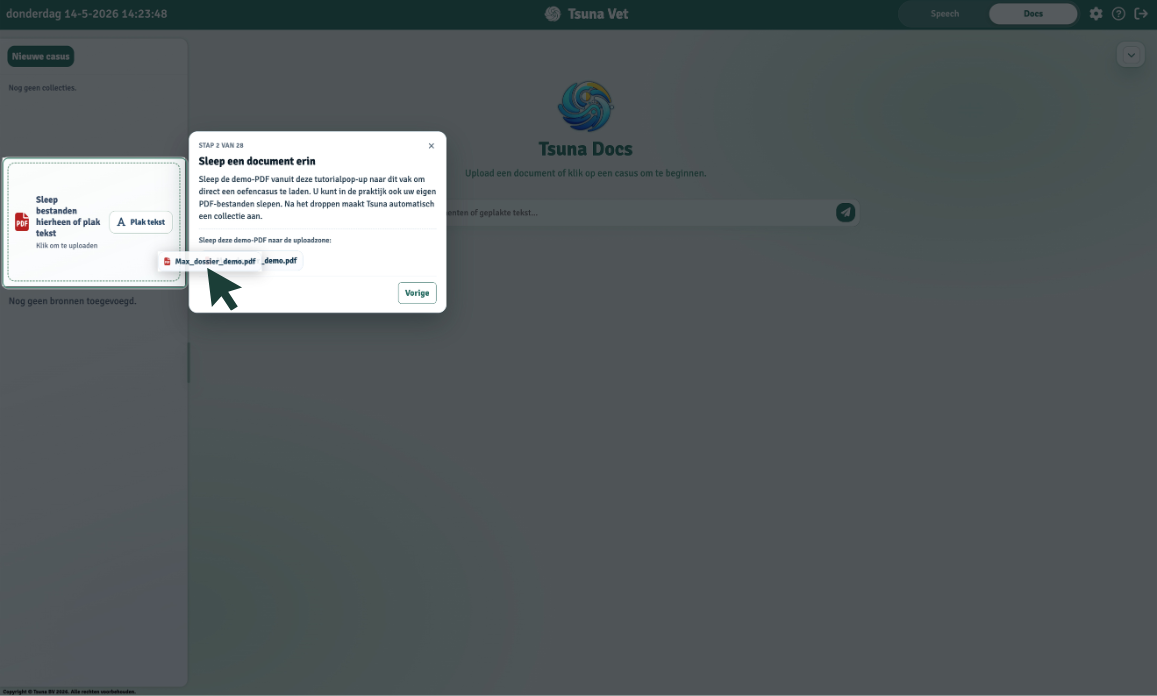 Dossierinformatie in Tsuna Docs laden